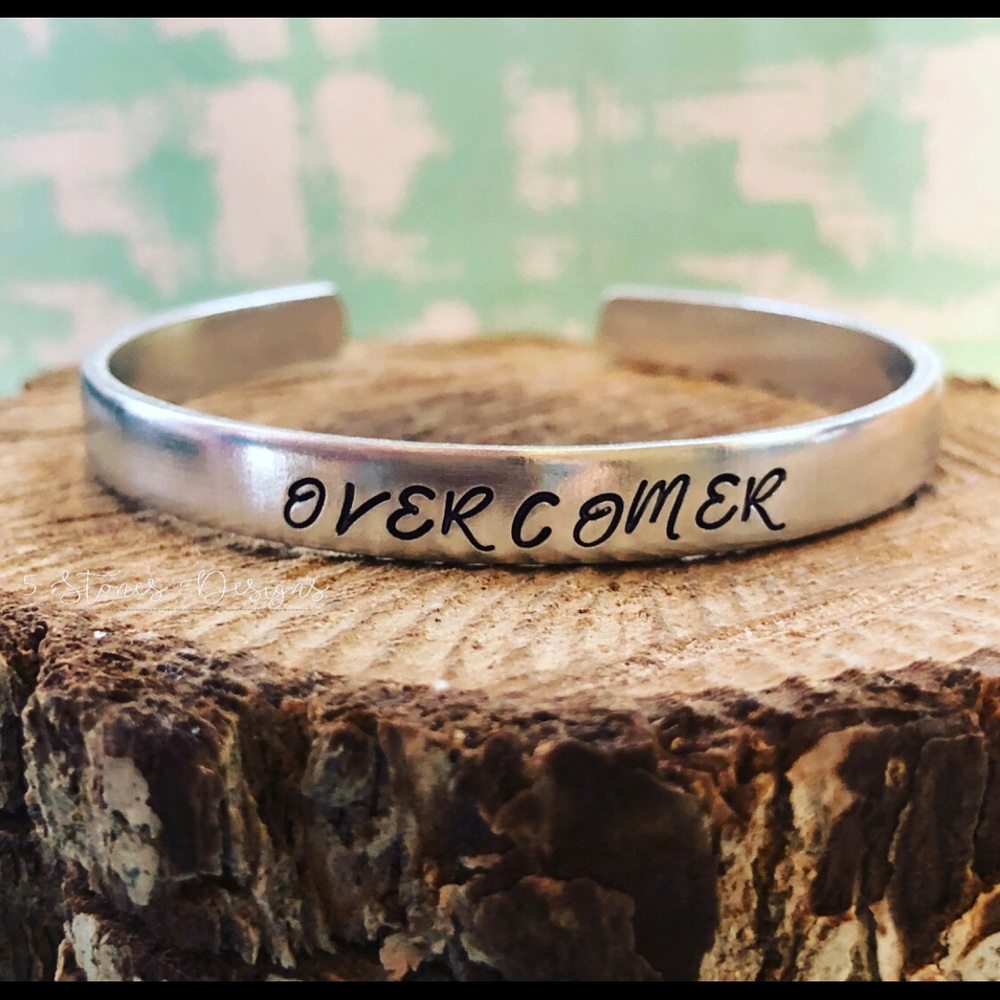 🆕 Overcomer Christian Aluminum Cuff Bracelet